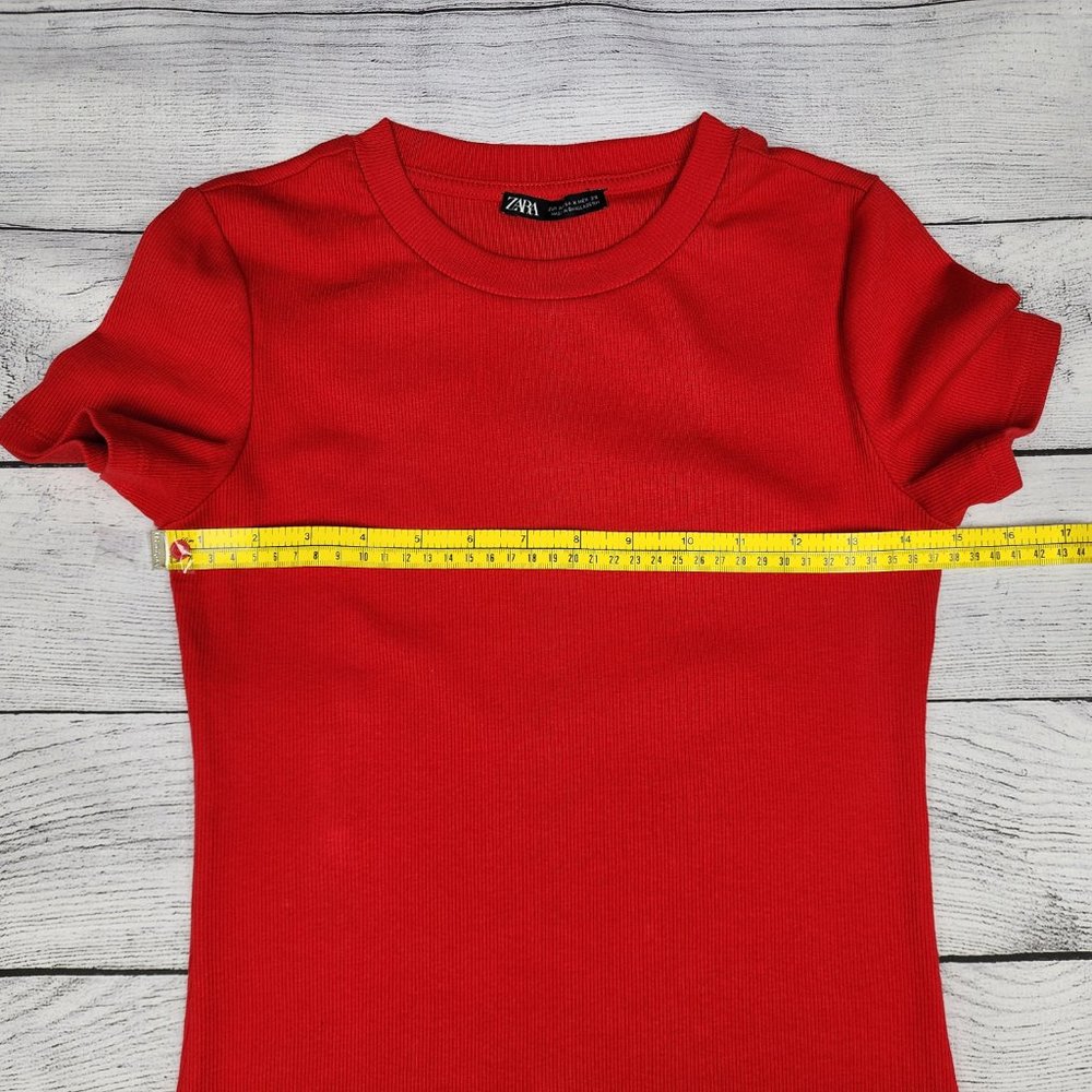 Zara, Coral Red Mini Dress Size Medium - Picture 5 of 9